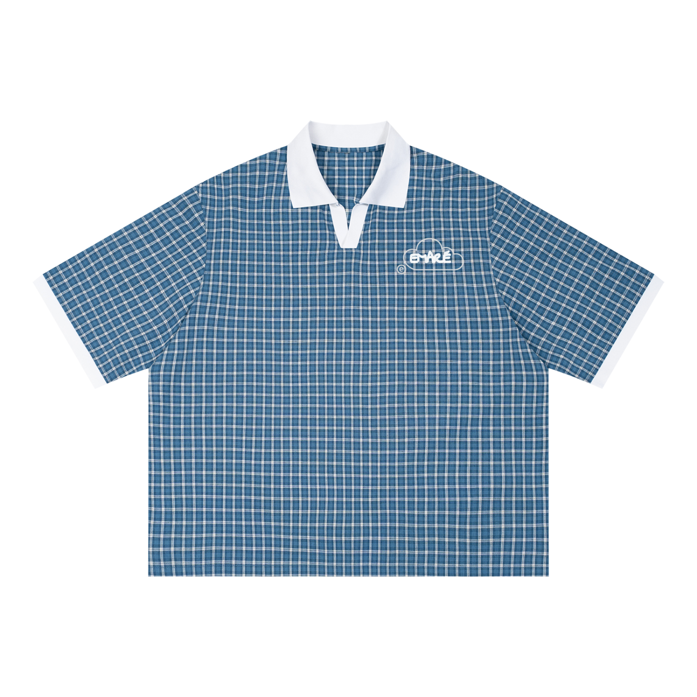 "LCOHSM" Unisex Boxy Plaid Color Block Polo Shirt