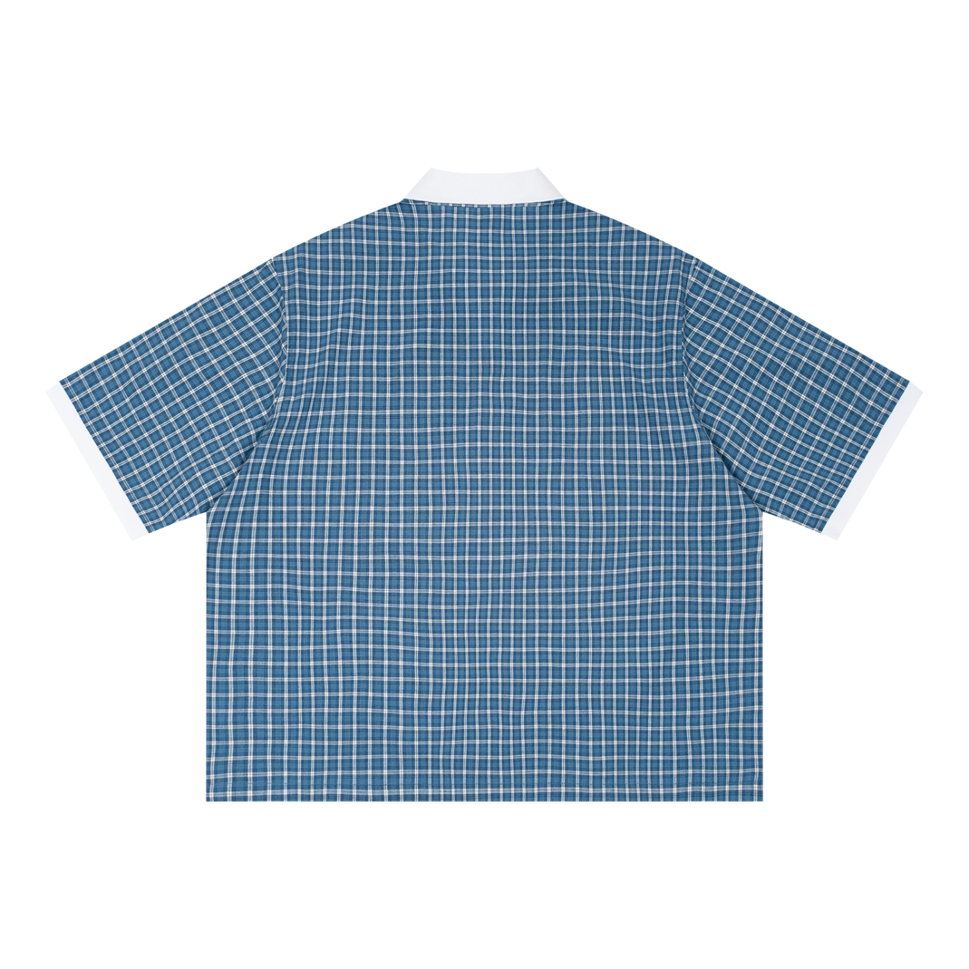 "LCOHSM" Unisex Boxy Plaid Color Block Polo Shirt